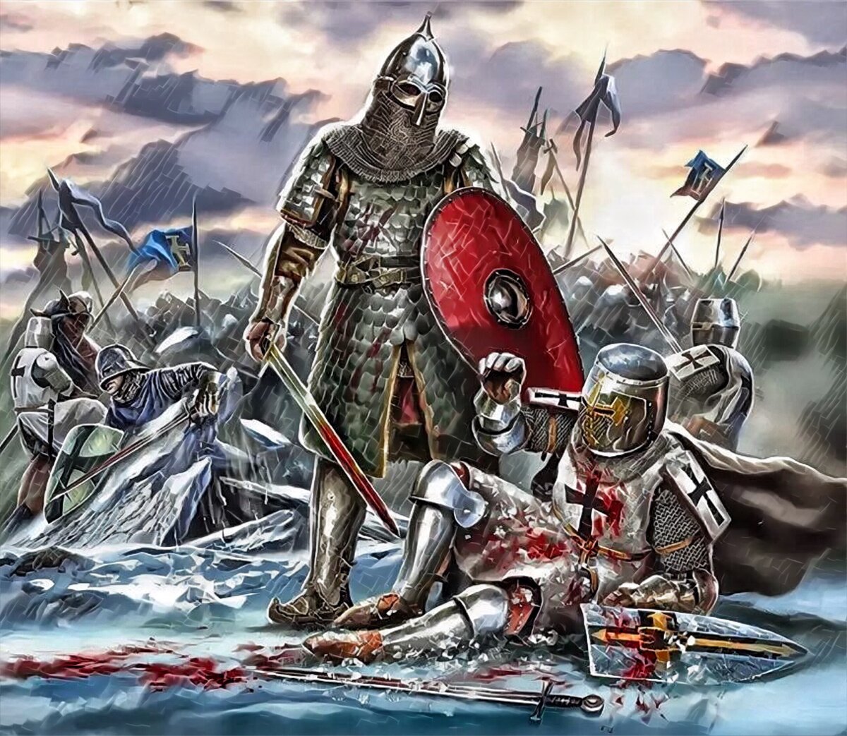 Князь одержавший победу на чудском озере. 1242 Ледовое побоище битва на Чудском. Чудское озеро Ледовое побоище 1242.